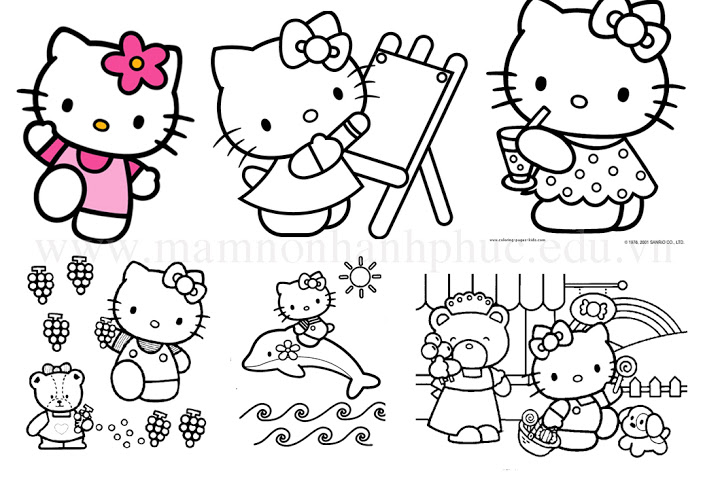 Tranh tô màu mèo Hello Kitty