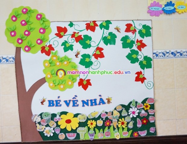 Trang trí lớp mầm non góc điểm danh trường mầm non Hạnh Phúc